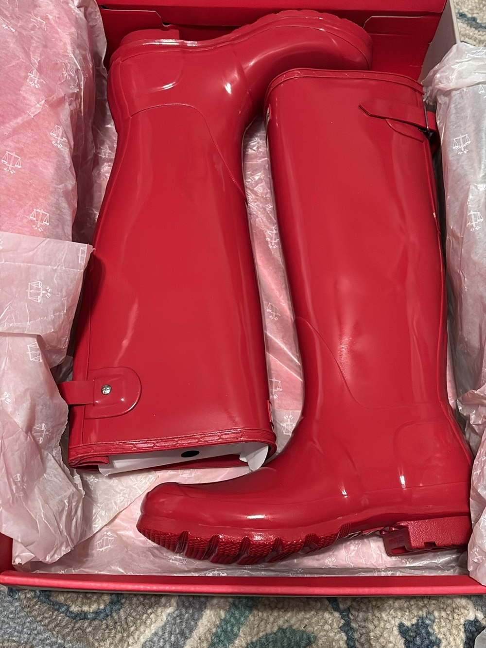 Brand new Women's Red Tall Rain Boots - Classic Waterproof Riding Style